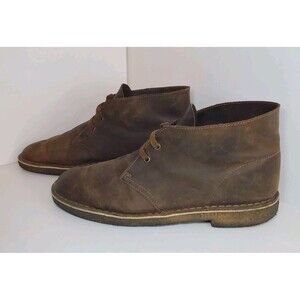 Clarks Men’s Desert Boots Leather Crepe Sole 9.5M Brown Chukka Shoes Classic